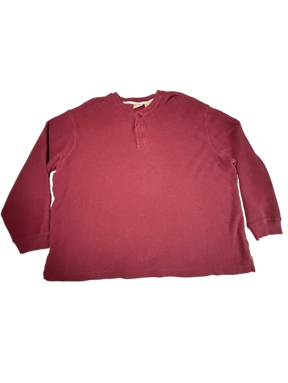 LL Bean Mountainside Micro Waffle Henley Shirt Mens XXL Maroon Thermal